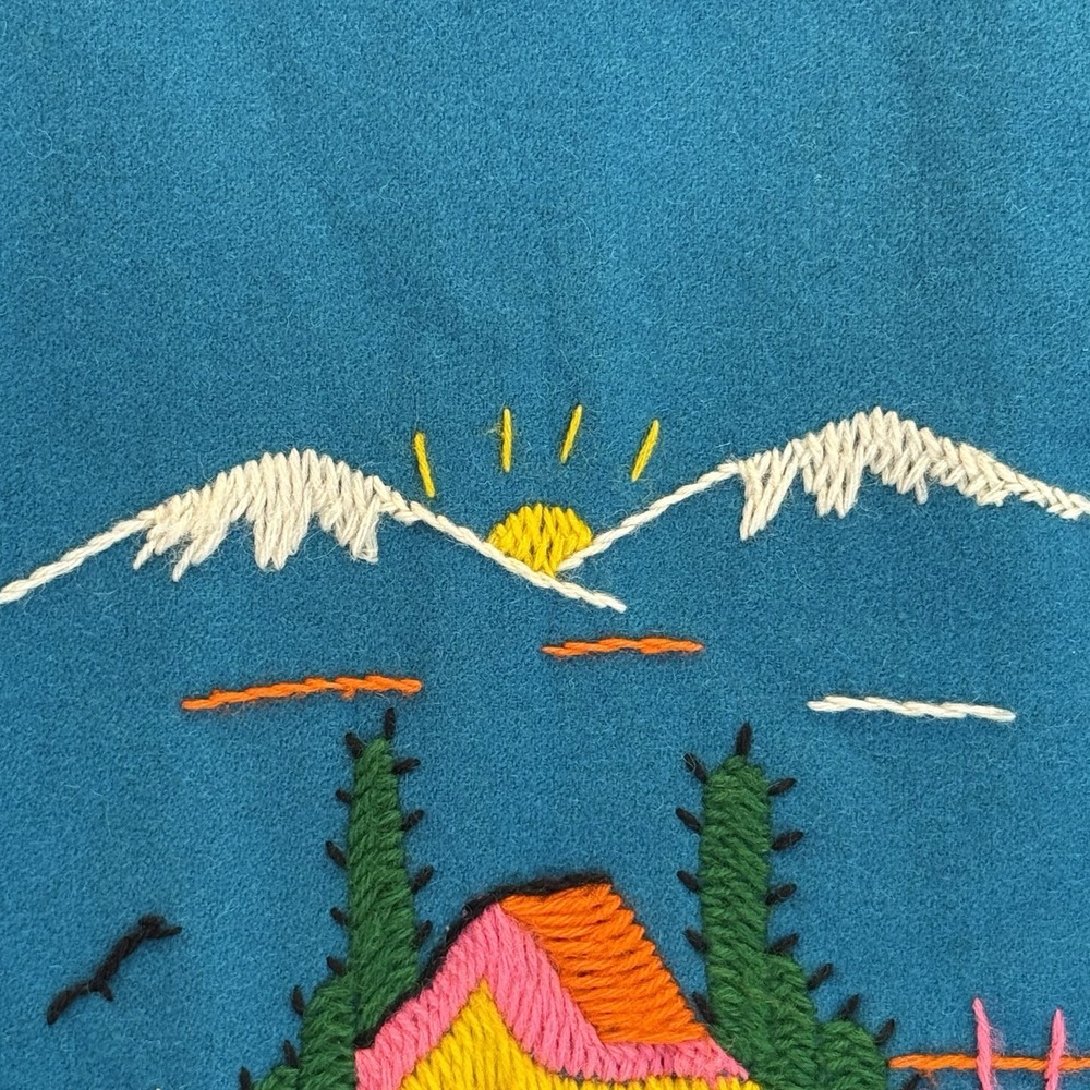 Vintage Azteca Mexican Wool‎ Souvenir Jacket Turquoise Hand Embroidered Folk Art - Picture 11 of 16